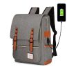 Mochila Morral Vintage Usb Color Gris