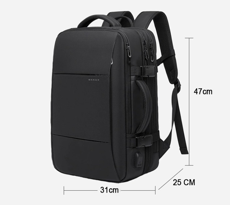 Mochila de Viaje USB Maleta de Mano Expandible a 37L Impermeable - Imagen 3