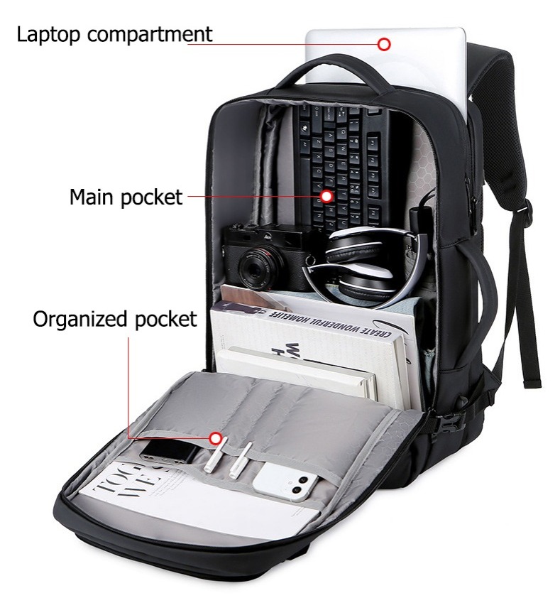 Mochila Impermeable Doble Compartimiento Regulable Usb - Imagen 2