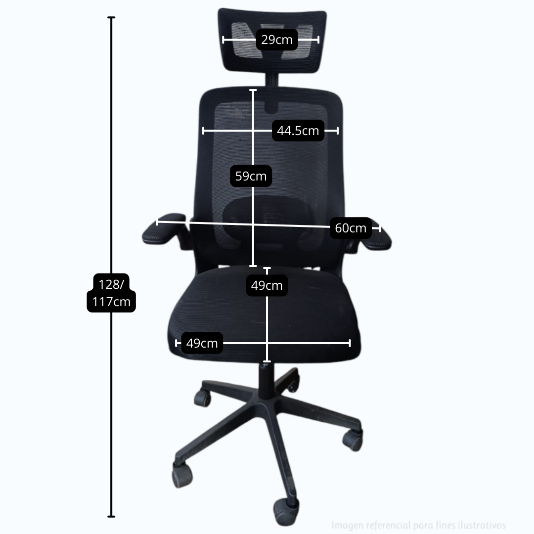 Silla de Oficina de Malla y Apoyabrazos Ajustables - Imagen 2