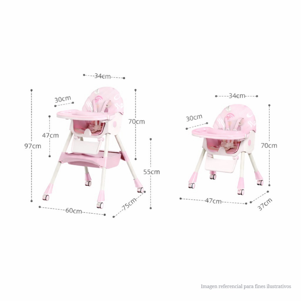 Silla de Comer para Bebe Multiusos ROSA - Imagen 6