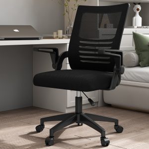 Silla Ergonómica de Oficina con Soporte Lumbar y Asiento Acolchado Negro