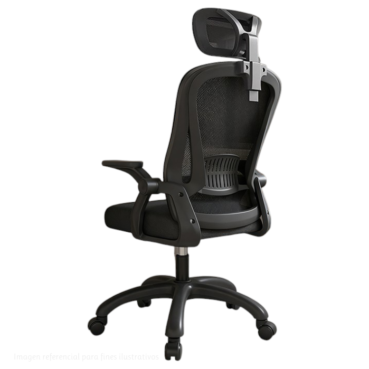 Silla de Oficina Ergonómica con soporte de Cabeza Negro - Imagen 7