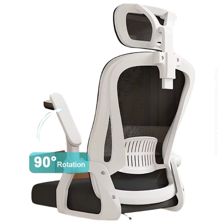 Silla de Oficina Ergonómica con soporte de Cabeza Negro - Imagen 8