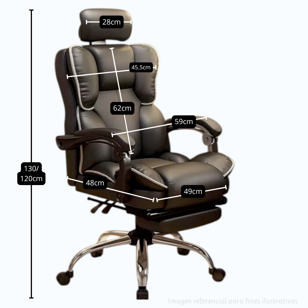 Silla Ergonómica de Gerencia con Reposapiés Beige con Rosado - Imagen 2