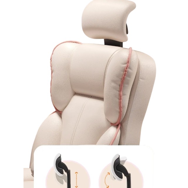 Silla Ergonómica de Gerencia con Reposapiés Beige con Rosado - Imagen 4