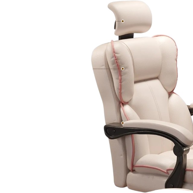 Silla Ergonómica de Gerencia con Reposapiés Beige con Rosado - Imagen 5