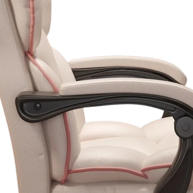 Silla Ergonómica de Gerencia con Reposapiés Beige con Rosado - Imagen 6