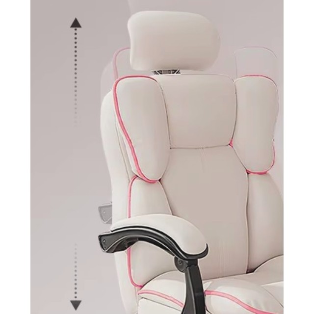 Silla Ergonómica de Gerencia con Reposapiés Beige con Rosado - Imagen 7