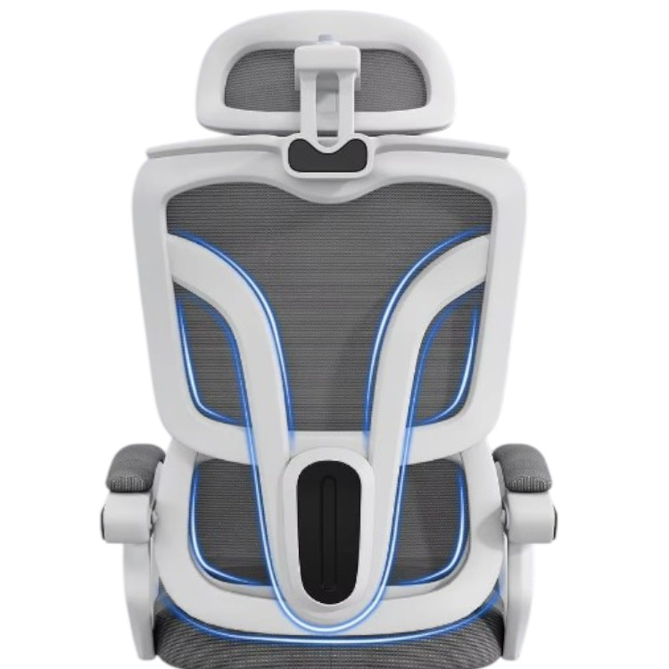 Silla de Oficina con Malla Con Apoyabrazos y Soporte Suave Blanco - Imagen 5