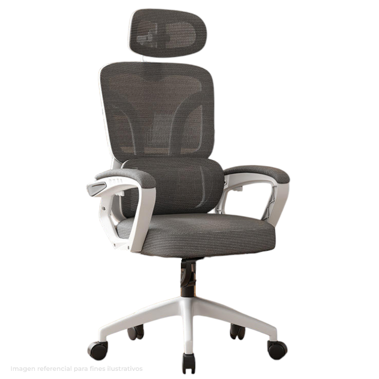 Silla de Oficina con Malla Con Apoyabrazos y Soporte Suave Blanco - Imagen 6