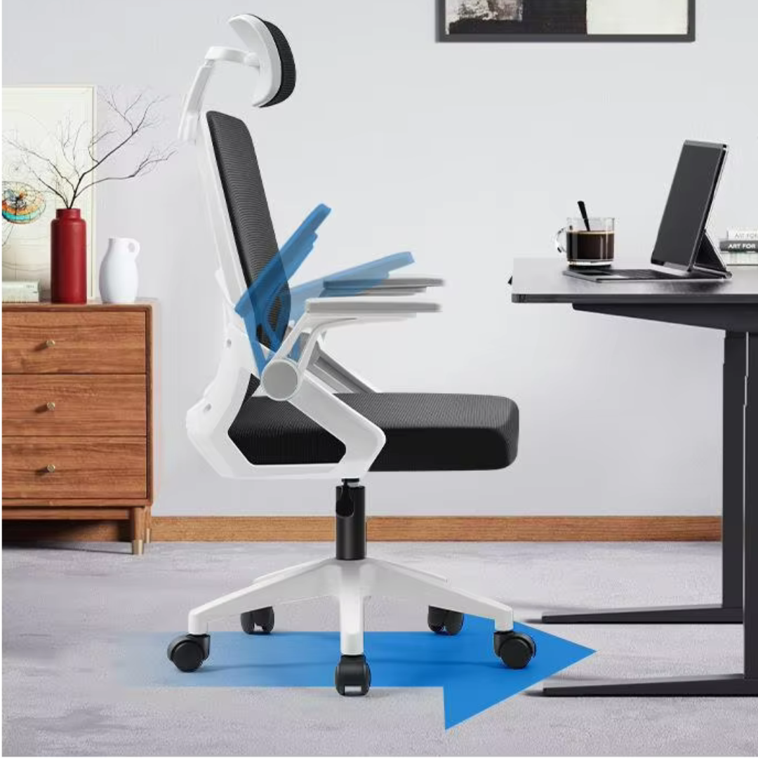 Silla de Oficina Ergonómica con Diseño Elegante y Ruedas Resistentes Blanco - Imagen 9