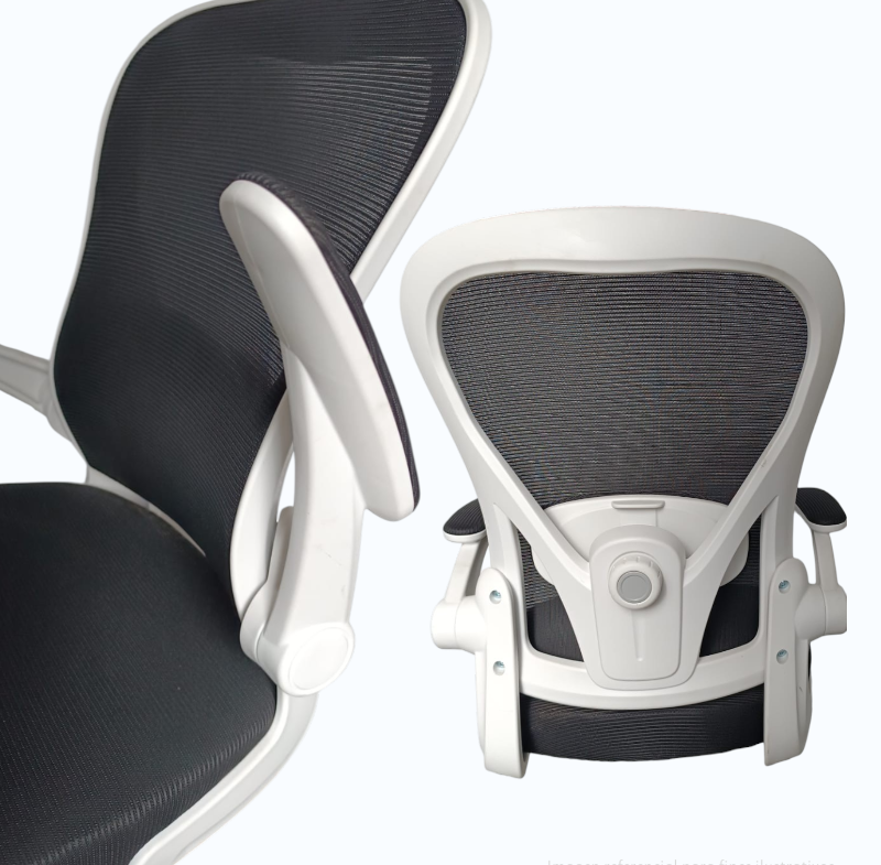 Silla Ergonómica con Altura Regulable y Brazos Abatibles Blanca - Imagen 5