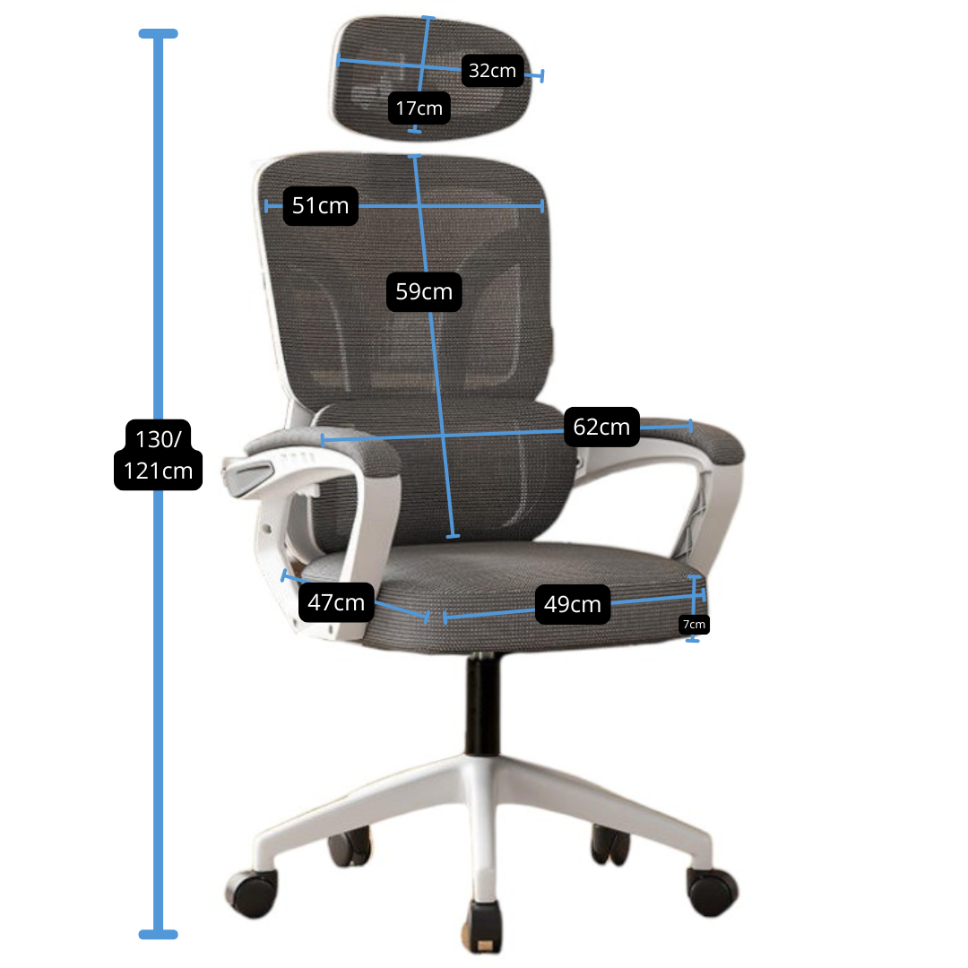 Silla de Oficina con Malla Con Apoyabrazos y Soporte Suave Negro con Blanco - Imagen 2