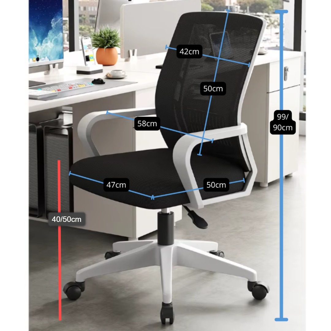 Silla de Oficina con Diseño Ergonómico y Ruedas Silenciosas Blanco - Imagen 2