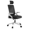 Silla Ergonómica de Oficina con Cabecera y Respaldo Regulables Blanca y Negra