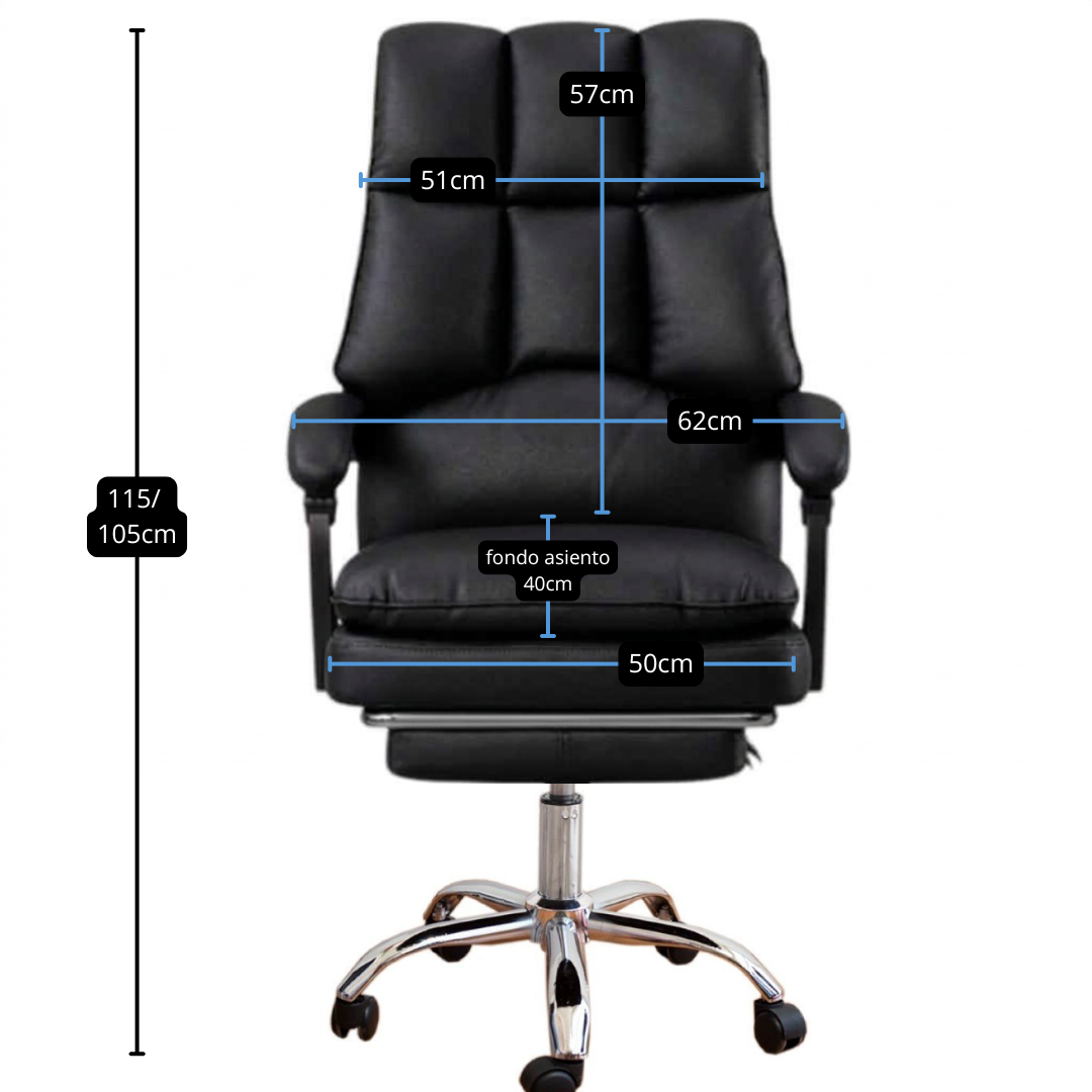 Silla de Oficina Ejecutiva con Reposapiés Gris - Imagen 2