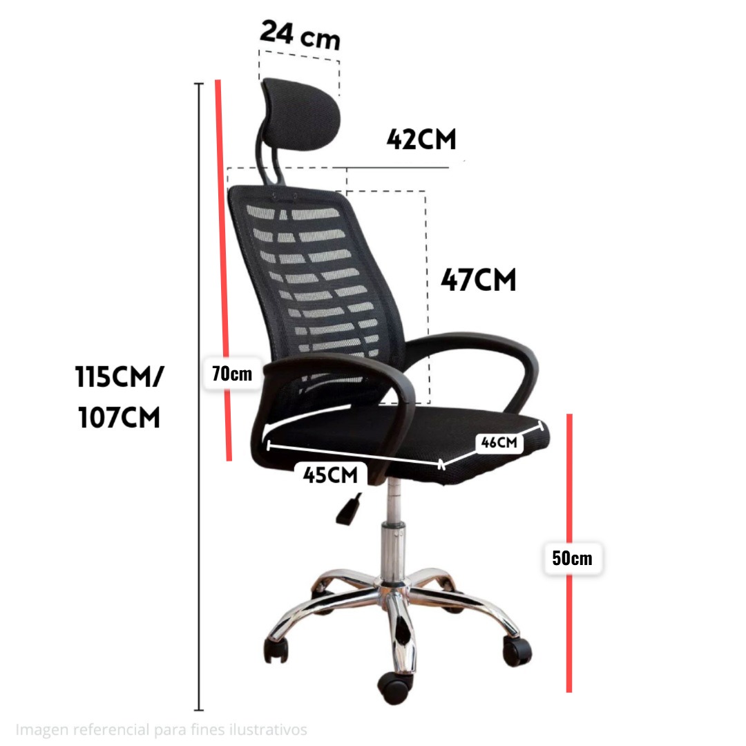Silla Ergonómica de Oficina con Cabecera y Respaldo - Imagen 2