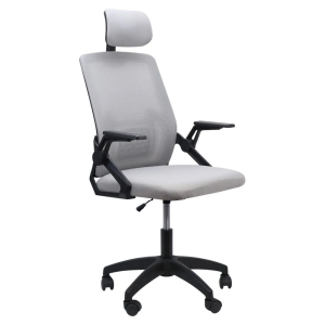 Silla Ergonómica de Oficina con Cabecera y Respaldo Regulables Negro y Gris