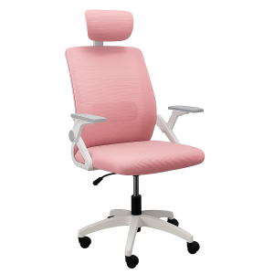 Silla Ergonómica de Oficina con Cabecera y Respaldo Regulables Rosada