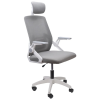 Silla Ergonómica de Oficina con Cabecera y Respaldo Regulables Gris y Blanco