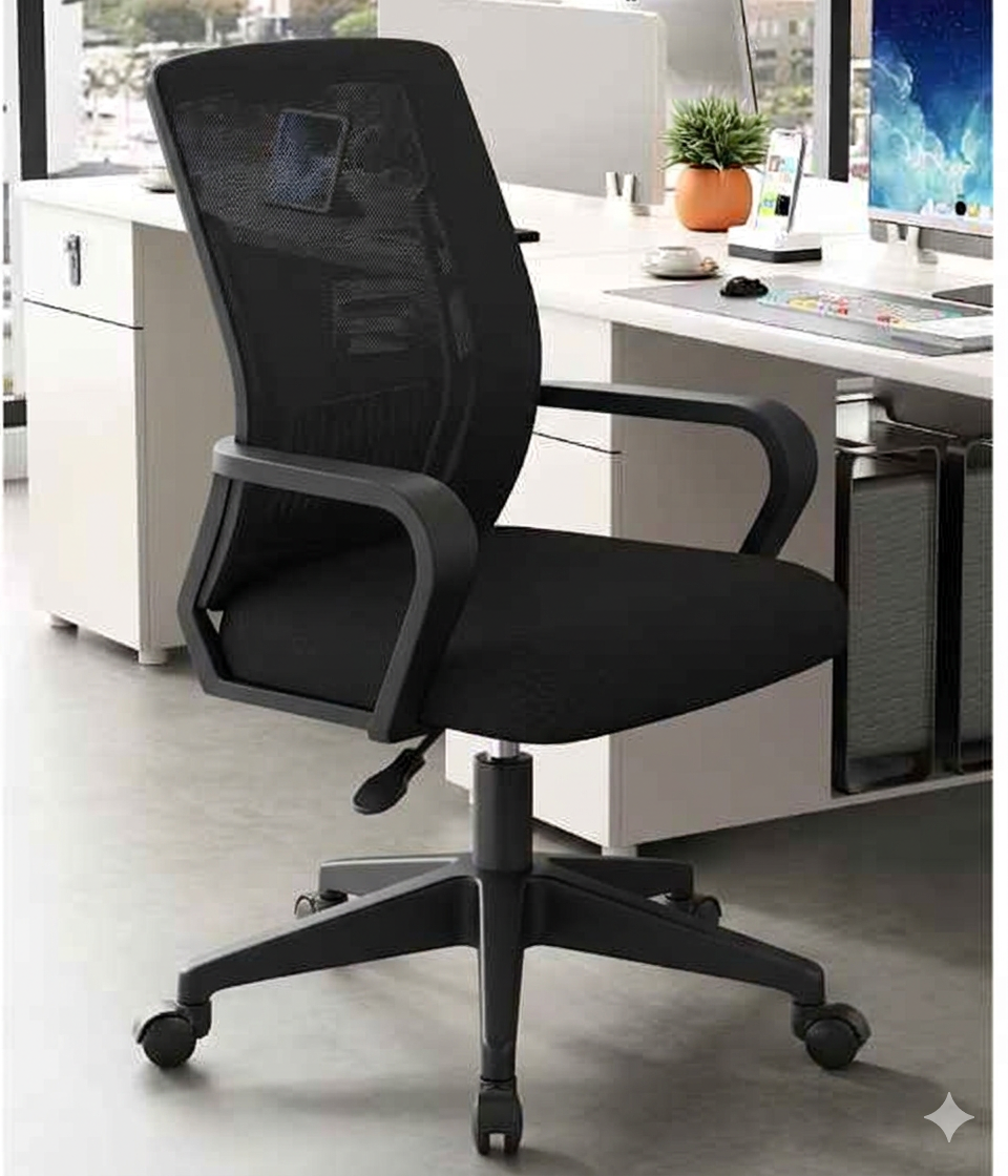 Silla de Oficina con Diseño Ergonómico y Ruedas Silenciosas Negro - Imagen 3
