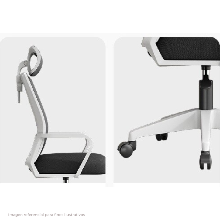 Silla Ergonómica con Asiento Amplio y Brazos Blanco - Imagen 11