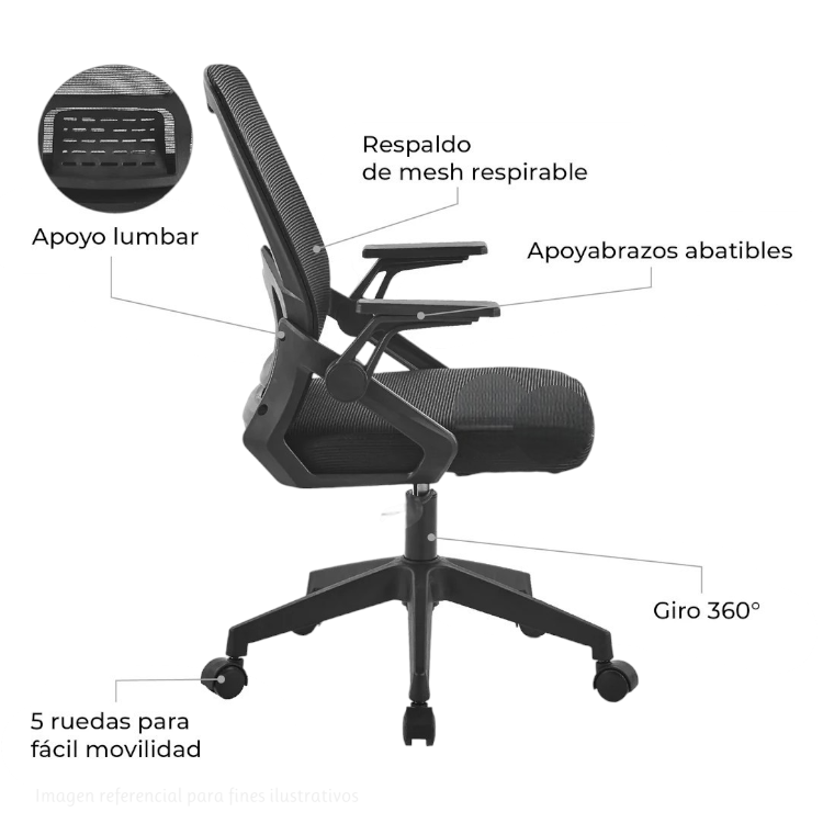 Silla de Oficina Ergonómica Nova Negro - Imagen 6