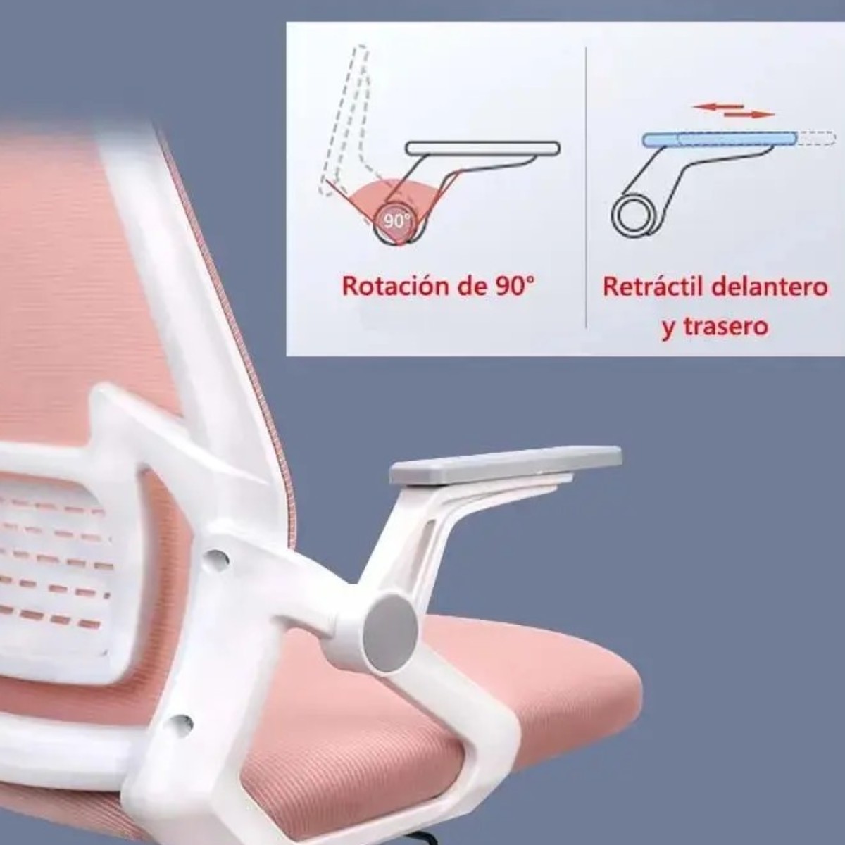 Silla Ergonómica de Oficina con Cabecera y Respaldo Regulables Rosada - Imagen 5