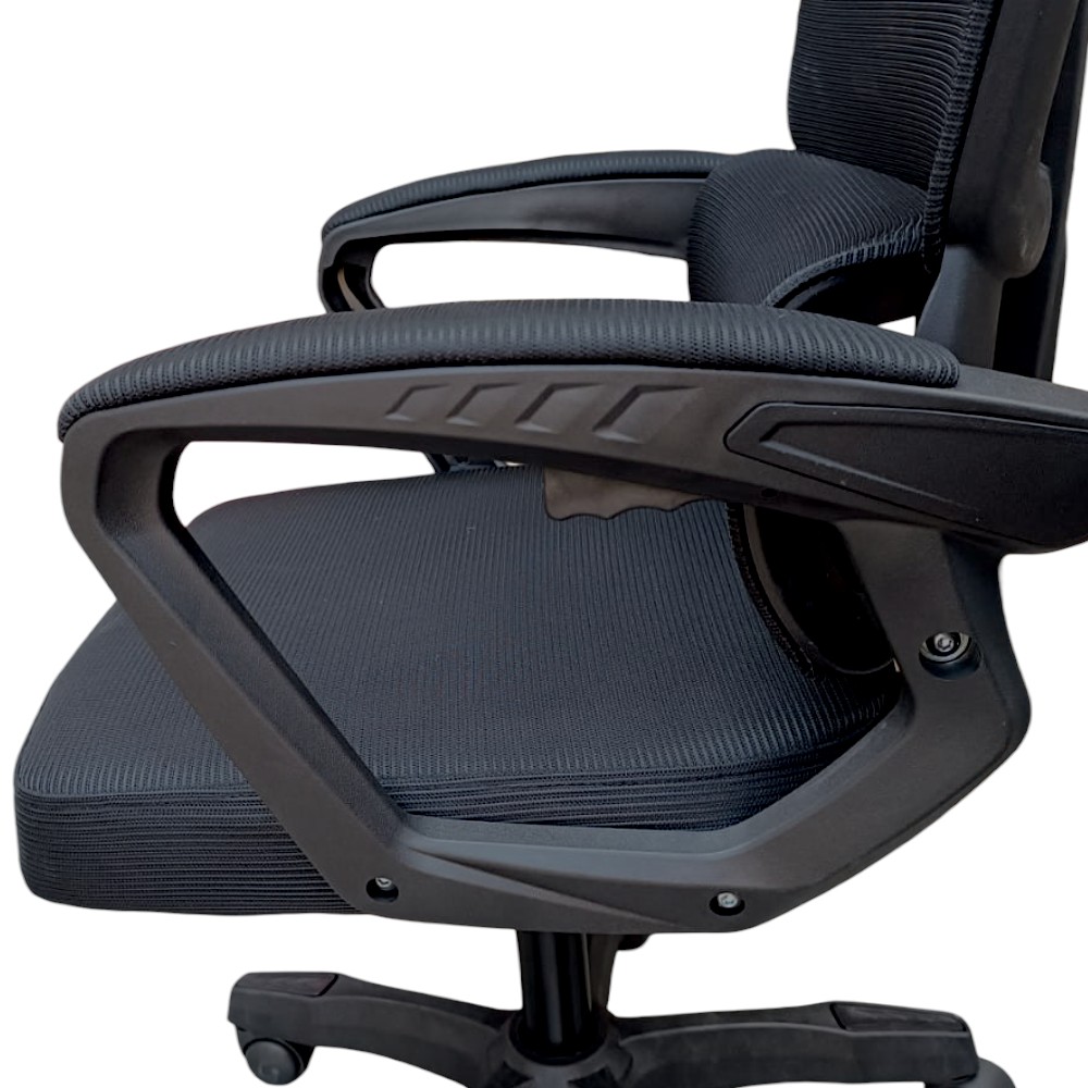 Silla de Oficina con Malla Con Apoyabrazos y Soporte Suave Negro - Imagen 4
