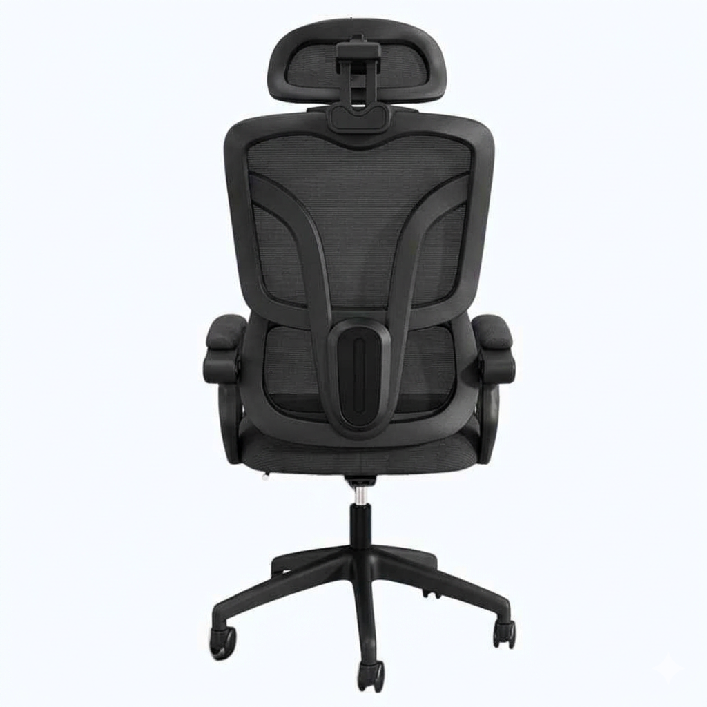 Silla de Oficina con Malla Con Apoyabrazos y Soporte Suave Negro - Imagen 7