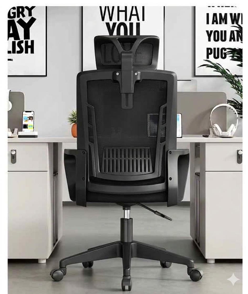 Silla Ergonómica con Asiento Amplio y Brazos Negro - Imagen 3